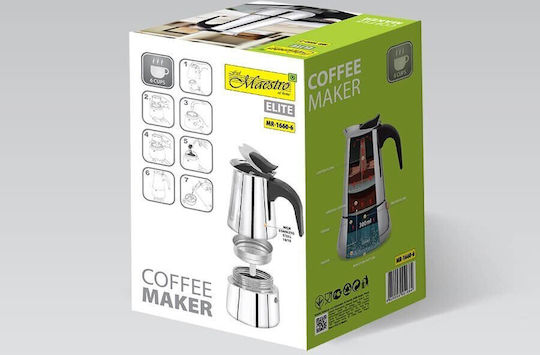 Maestro Μπρίκι Espresso 6cups Inox Μαύρο