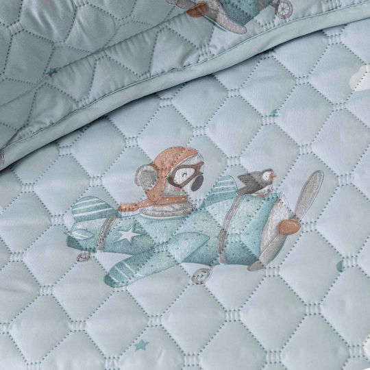 Borea Kids Quilt Set Single with Pillowcase Aviator Petrol 160x220cm