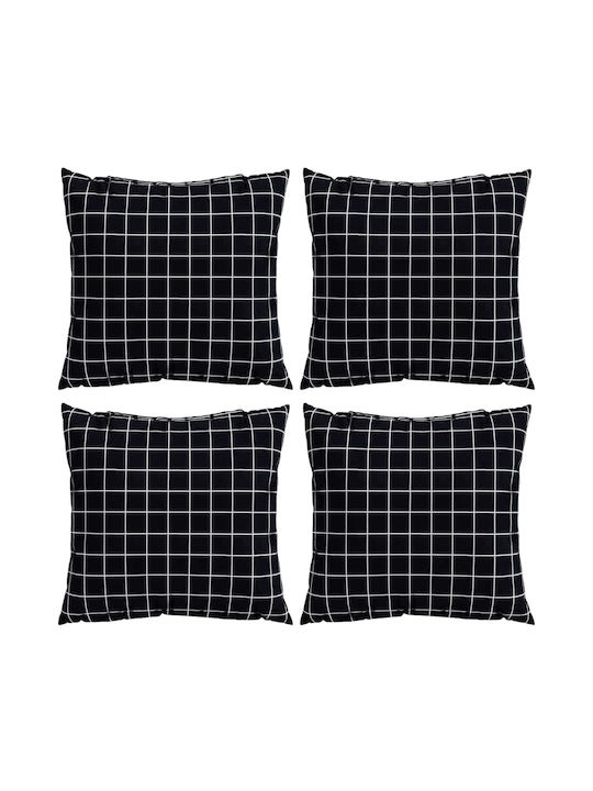 vidaXL Sofa-Kissen Schwarzes Karomuster 40x40cm