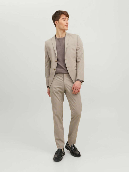 Men’s Suit Jacket with Slim Fit White Pepper