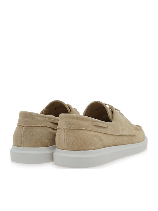 Suede Men's Boat Shoes in White Colour