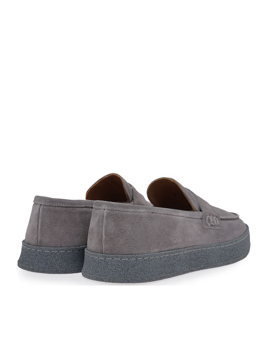 Suede Men's Loafers in Gray Colour