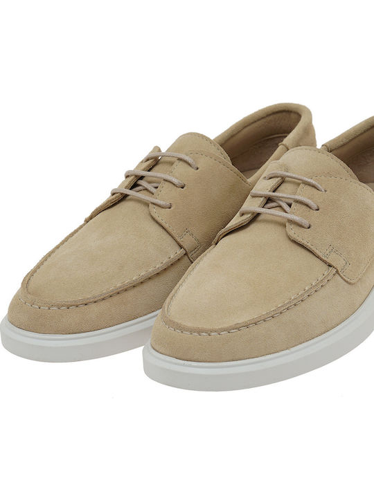 Suede Men's Boat Shoes in White Colour