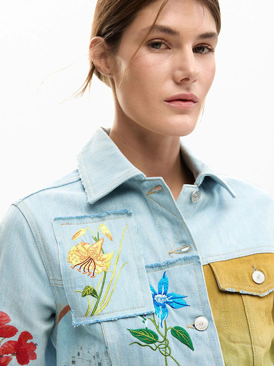 Short Women's Jacket for Winter Denim Medium Wash