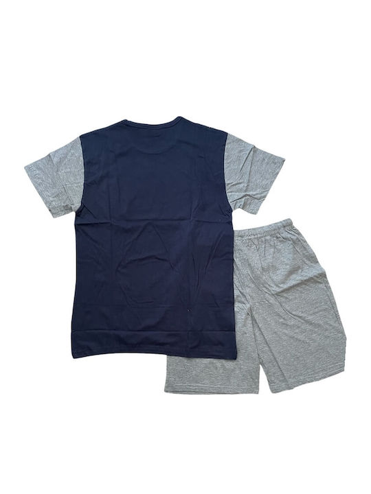 Enrico Coveri Sommer Herrenpyjama Bluse Marineblau