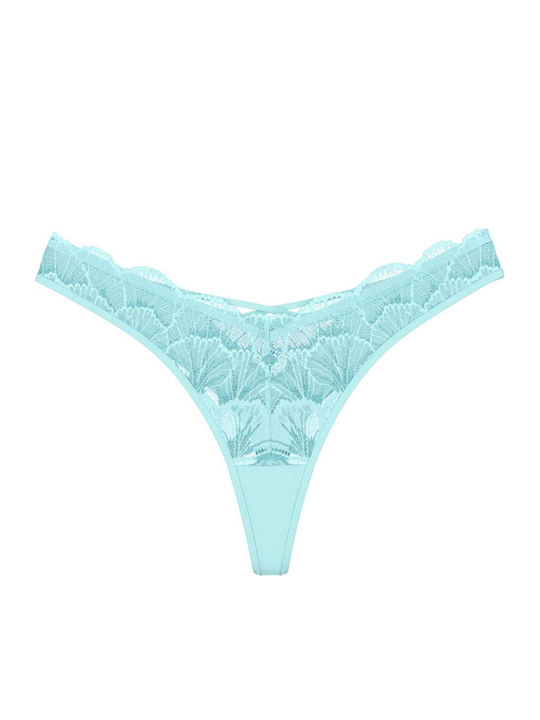 Palina Γυναικείο String χωρίς Ραφές με Δαντέλα Capri Blue