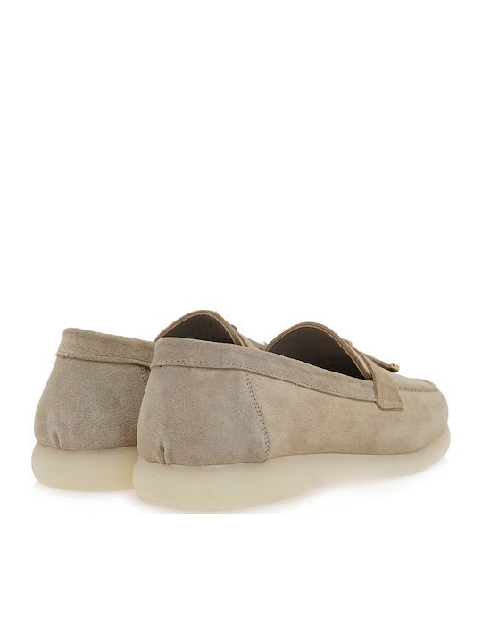 Δερμάτινα Γυναικεία Loafers σε Μπεζ Χρώμα