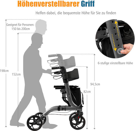 Costway Foldable Wheeled Aluminum Walker Gray