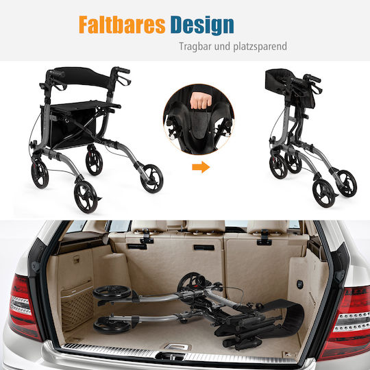 Costway Foldable Wheeled Aluminum Walker Gray