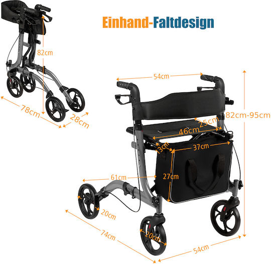 Costway Foldable Wheeled Aluminum Walker Gray