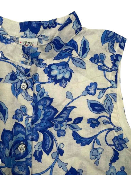 Kinderhemd Ärmellos Weiß-Blau