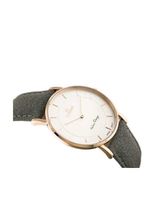 G.Rossi Ceas Dama 38mm Baterie Cu Curea Din Piele Gri