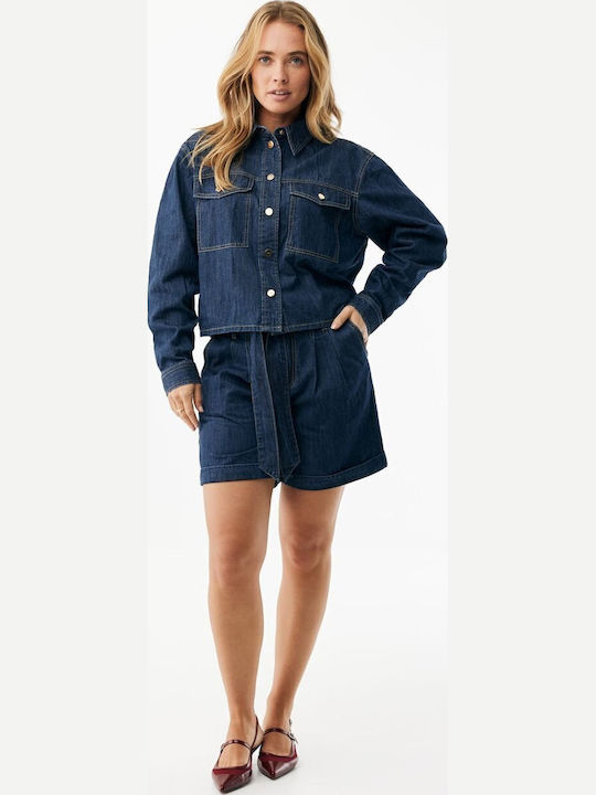 Дамски Дънков Шортс Син Denim