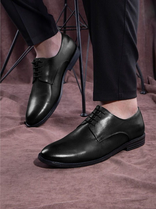 Herren Schuhe Schwarz Leder Schnürschuhe