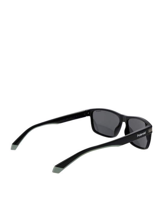 Polaroid Men's Sunglasses With Black Horn-Rimmed Frame And Grey Polarized Lens PLD2121/S 08A/M9