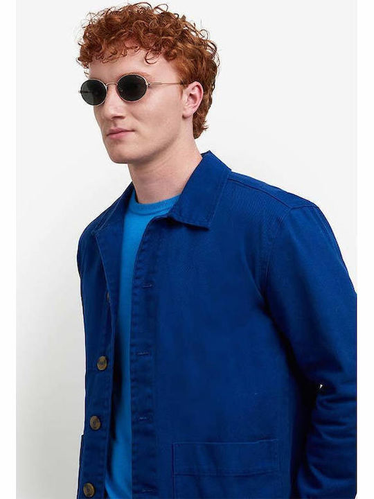 Polaroid Unisex Sunglasses with Silver Metal Frame and Blue Mirror Lens