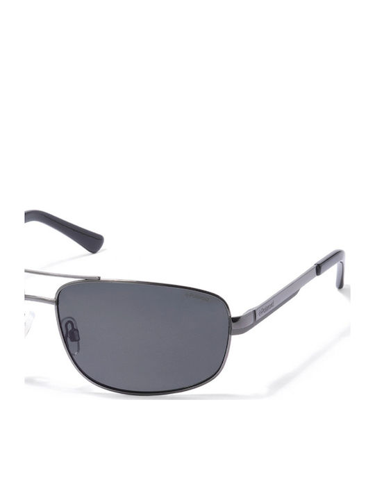 Polaroid Men's Sunglasses with Silver Metal Frame and Black Polarized Lens P4314 A4X/Y2
