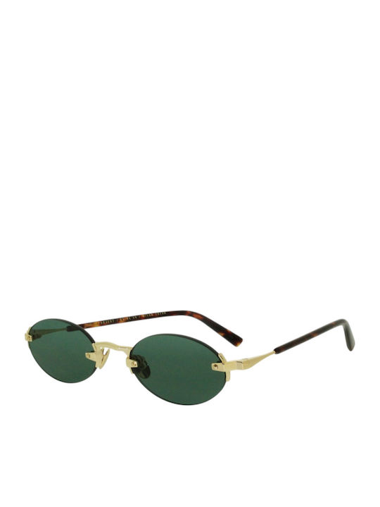 Gast Quantum Unisex Sunglasses with Gold Metal Frame and Green Lens QUANTUM-02-51