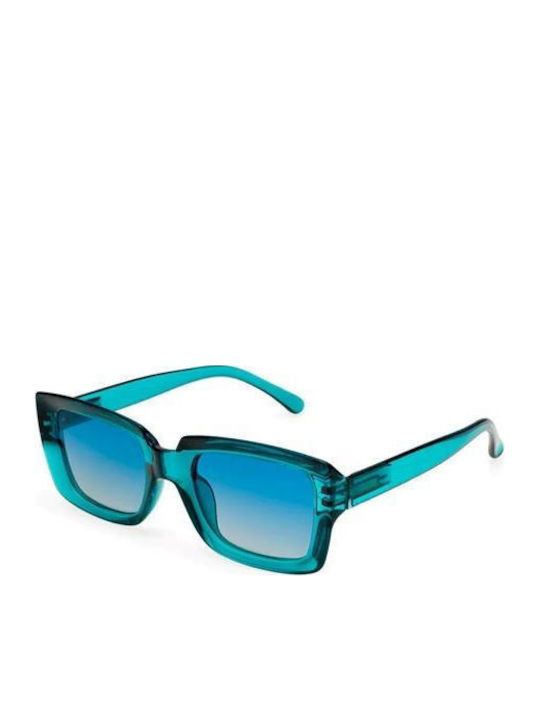 Contacta Women's Sunglasses with Green Plastic Frame and Blue Gradient Polarized Lens