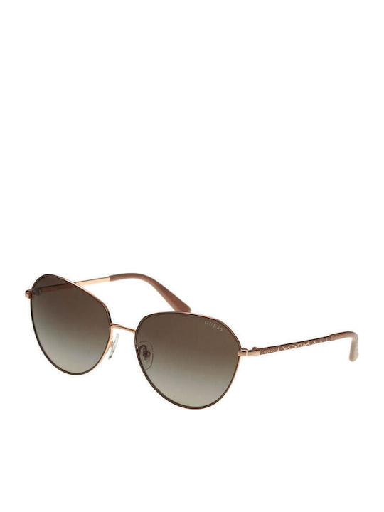 Guess Ochelari De Soare Pentru Femei Cu Ramă Metalică Neagră Și Lentile Maro Degrade GU00148 58F