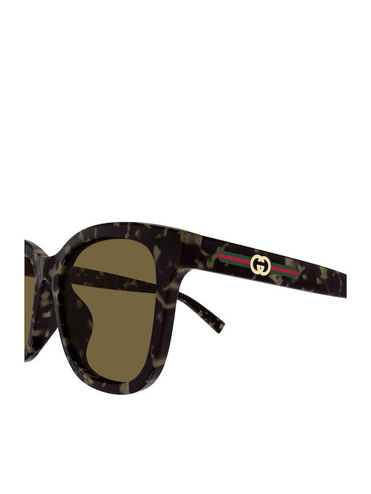 Gucci Women's Sunglasses with Brown Tartaruga Plastic Frame and Yellow Lens GG1984SK 003