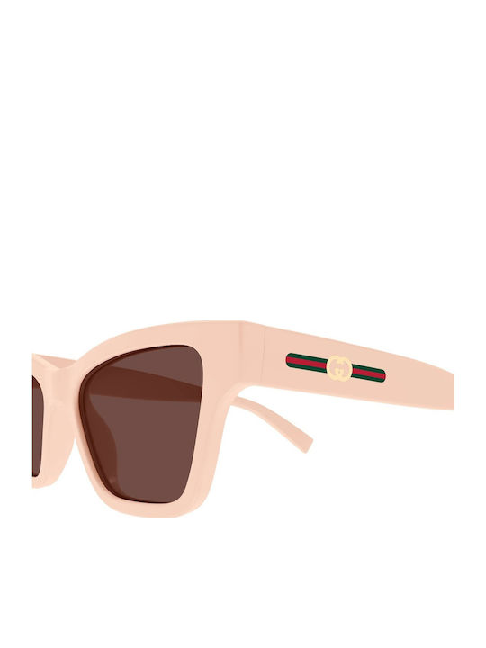 Gucci Women's Sunglasses with Pink Plastic Frame and Brown Lens GG1982S 004