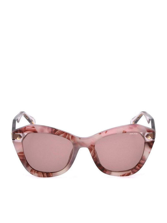 Police Women's Sunglasses with Multicolour Plastic Frame and Pink Lens SPLL97 0Z02