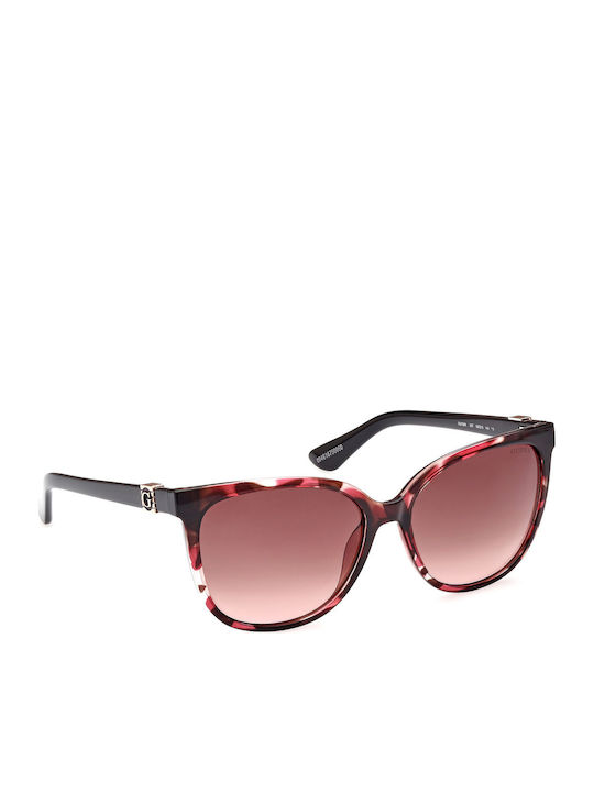 Guess Women's Sunglasses with Brown Tartaruga Plastic Frame and Burgundy Gradient Lens GU7864S 55T