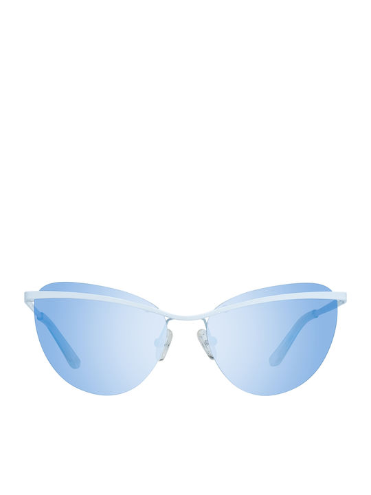Skechers Women's Sunglasses with White Metal Frame and Blue Lens SE6105 24X