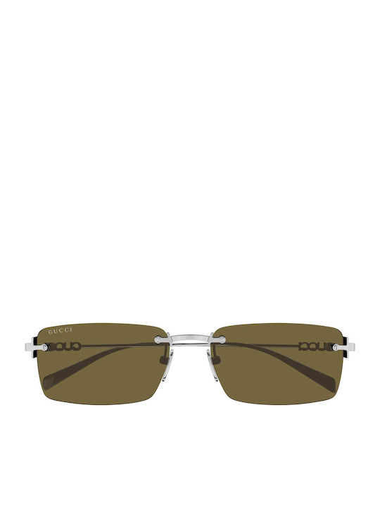 Gucci Men's Sunglasses with Gold Metal Frame and Brown Mirror Lens GG1941S 002