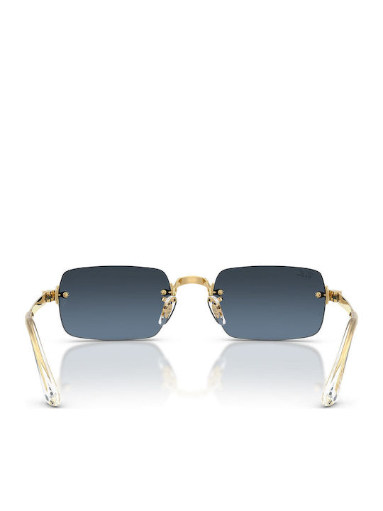 Ray Ban Unisex Sunglasses with Gold Metal Frame and Blue Gradient Lens RB3928 001/S2