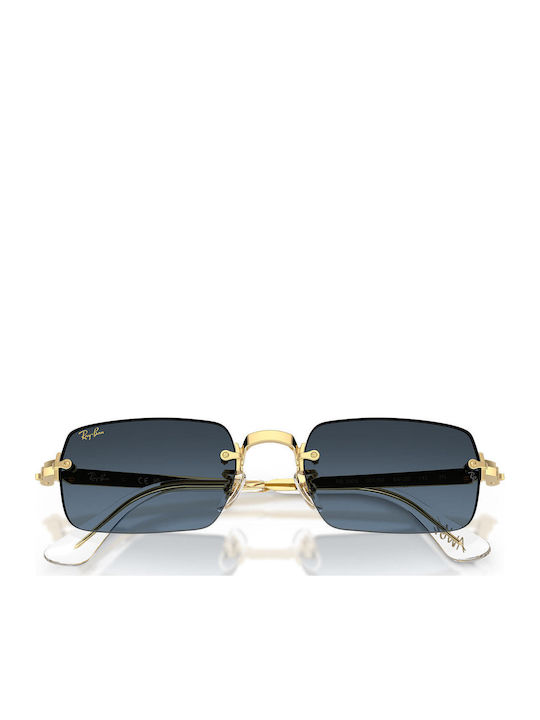 Ray Ban Unisex Sunglasses with Gold Metal Frame and Blue Gradient Lens RB3928 001/S2