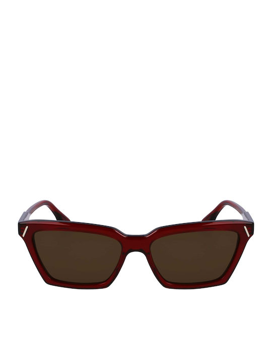 Victoria Beckham Damen Sonnenbrille mit Rot Kunststoff Gestell und Rot Linse