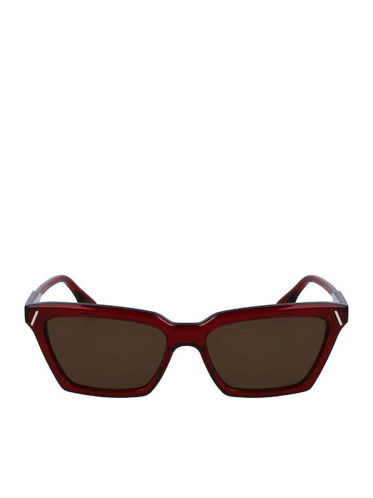 Victoria Beckham Damen Sonnenbrille mit Rot Kunststoff Gestell und Rot Linse