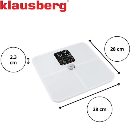 Klausberg Smart Cântar de Baie 180kg cu Bluetooth Alb KB-7941