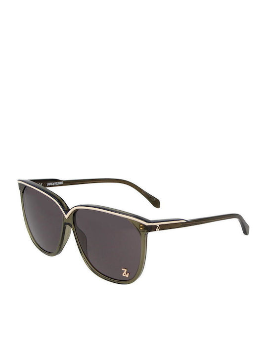 Zadig & Voltaire Unisex Sunglasses with Green Plastic Frame and Gray Lens