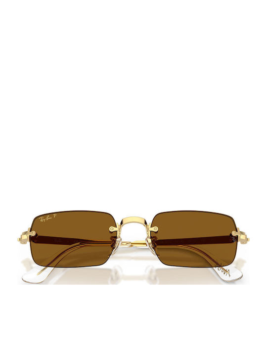 Ray Ban Unisex Sunglasses with Gold Metal Frame and Brown Lens RB3928 001/83