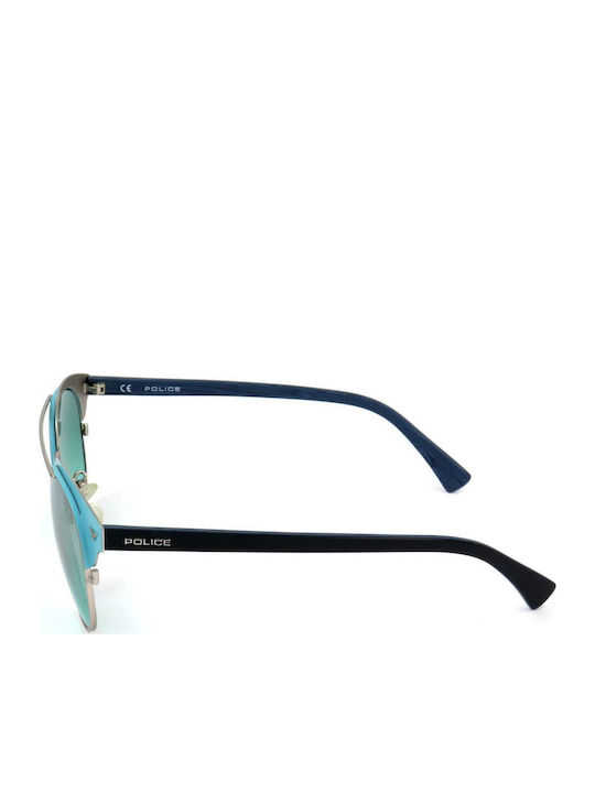 Police Momentum 2 Men's Sunglasses with Blue Frame and Turquoise Lens S8950 W03X