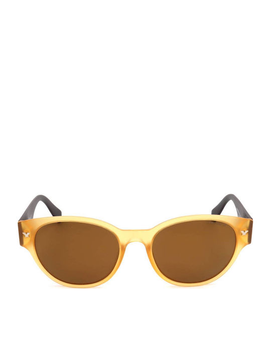 Police Men's Sunglasses with Yellow Plastic Frame and Brown Lens SPL151 760G