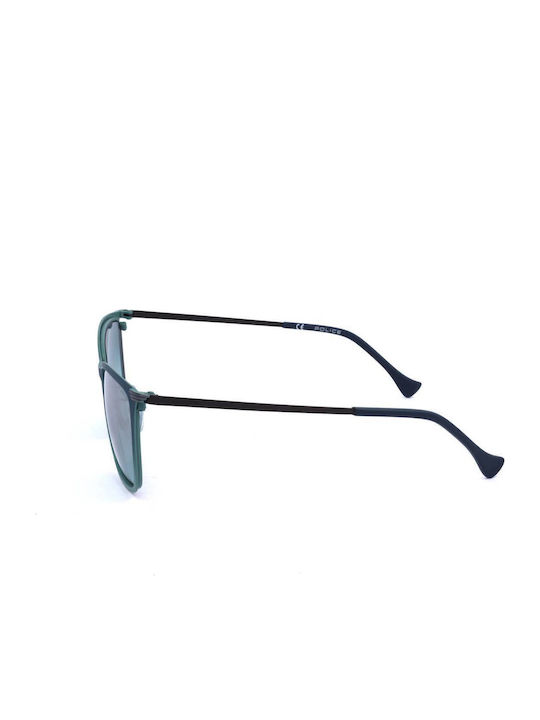 Police Women's Sunglasses with Green Metal Frame and Gray Lens SPL191 KB1X