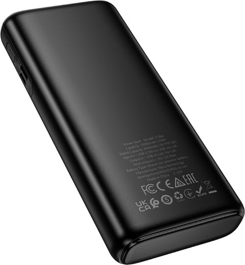 Hoco J158A Power Bank 10000mAh με 2 Θύρες USB-A Μαύρο