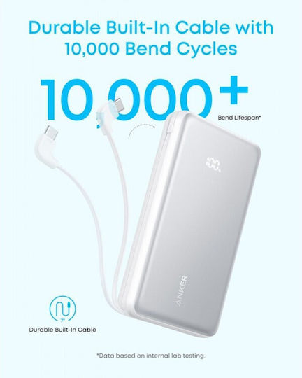Anker Zolo Power Bank 20000mAh 22.5W with USB-A Port and USB-C Port Power Delivery / Quick Charge White