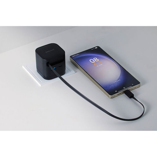 Intenso Φορτιστής GaN με Θύρα USB-A και Θύρα USB-C και Καλώδιο USB-C 65W Μαύρος (7806520)