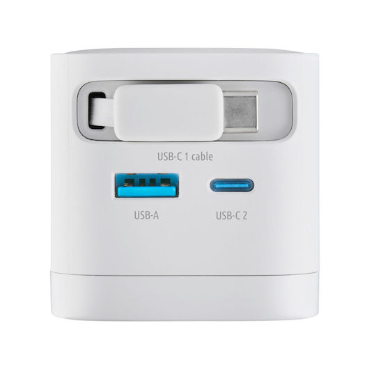Intenso Φορτιστής GaN με Θύρα USB-A και Θύρα USB-C και Καλώδιο USB-C 65W Λευκός (7806522)