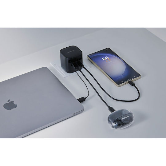 Intenso Φορτιστής GaN με Θύρα USB-A και Θύρα USB-C και Καλώδιο USB-C 65W Μαύρος (7806520)
