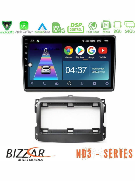 Bizzar Car Audio System for Fiat 500L 2012-2018 Bluetooth USB Wi-Fi GPS Apple CarPlay Android Auto with 10 Inch Touch Screen