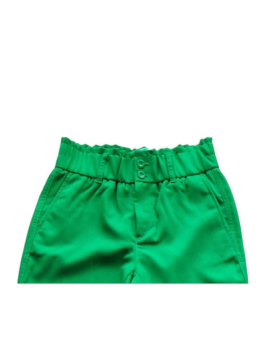 Women's Fabric Trousers with Rubber Band Green