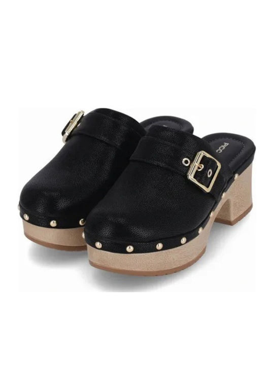Mules With High Heel In Black Colour