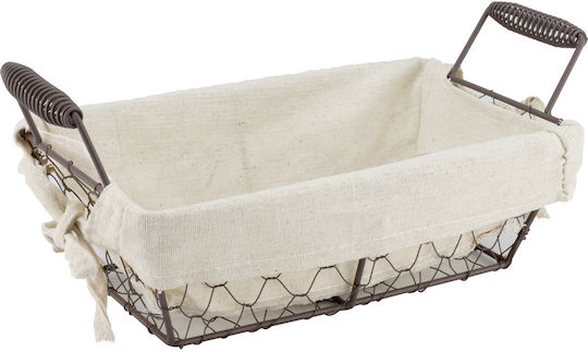Set 6 Coșuri Pătrate Pentru Servirea Pâinii Raki 33.5x19x15cm Mânere Din Metal Țesătură