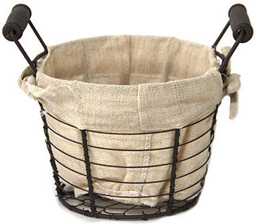 Set 6 Coșuri Rotunde Pentru Servirea Pâinii Mânere Din Lemn Fabricate Din Metal 15.5x12x14.5cm